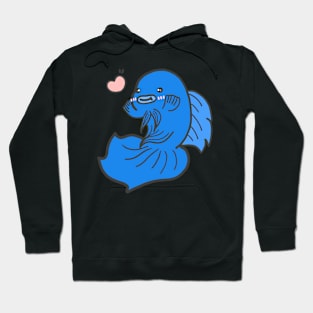 Kawaii Cute Anime Funny Betta Fish - Blue Hoodie